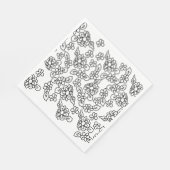 Zwart-wit bloemtekening servet (Hoek)