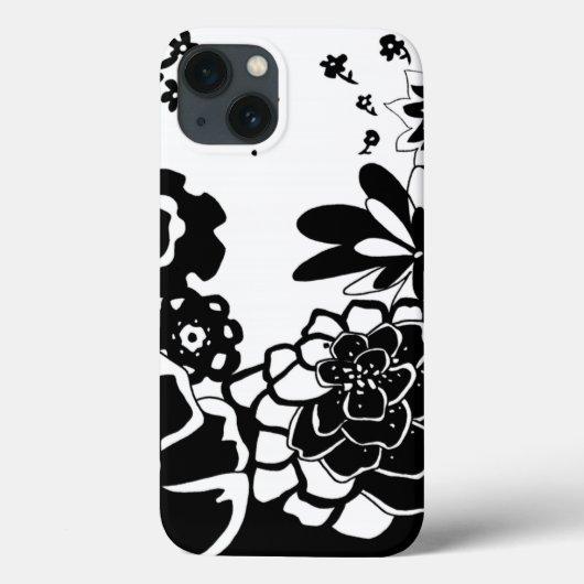 Zwart-wit bloemtuingrafisch patroon Case-Mate iPhone case (Achterkant)