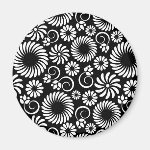 Zwart-wit bloemvormige iPhone-magneet Magneet