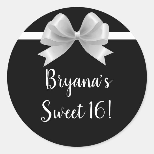 Zwart-wit blok Classy Elegant Glam Favor Ronde Sticker (Voorkant)