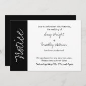 Zwart wit blok "kennisgeving" uitgestelde bruiloft kaart (Voorkant / Achterkant)