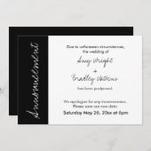 Zwart wit blok uitgestelde bruiloft aankondiging (Voorkant / Achterkant)