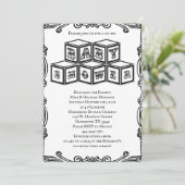 Zwart-wit  Blokken Baby shower Kaart (Staand voorkant)