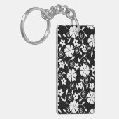 Zwart wit blokpatroon badhanddoekset sleutelhanger (Voorkant Links)