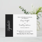 Zwart wit blokupdate uitgestelde bruiloft Kaart (Staand voorkant)