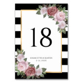 Zwart Wit Blush Roze Bloemen Huwelijk Kaart (Voorkant)