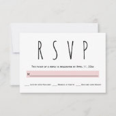 Zwart, wit, blush roze typografie bruiloft RSVP (Voorkant)