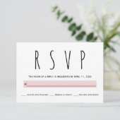 Zwart, wit, blush roze typografie bruiloft RSVP Kaartje (Staand voorkant)
