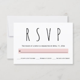 Zwart, wit, blush roze typografie bruiloft RSVP Kaartje