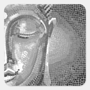 Zwart-wit Boeddha gezicht Vierkante Sticker