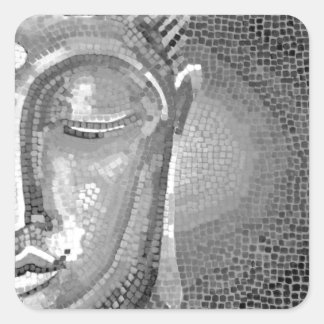 Zwart-wit Boeddha gezicht Vierkante Sticker