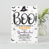 Zwart wit boek Ghost Halloween Party Verjaardag Kaart (Staand voorkant)