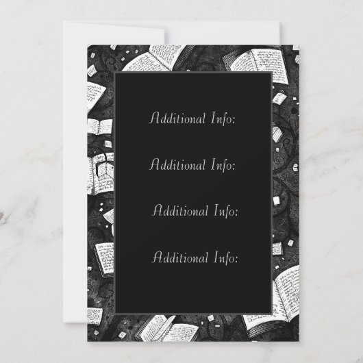 Zwart-wit boek lanceringsfeest kaart (Achterkant)
