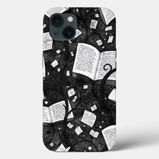 Zwart-wit boeken achtergrond Case-Mate iPhone case (Achterkant)