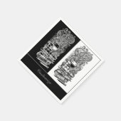 Zwart-wit boeken en wijn 2 servet (Hoek)