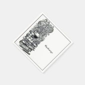 Zwart-wit boeken en wijn 2 servet (Hoek)