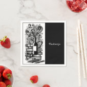 Zwart-wit boeken en wijn 3 servet (Insitu)