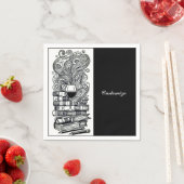 Zwart-wit boeken en wijn 4 servet (Insitu)