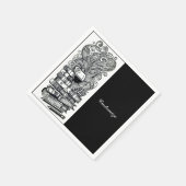 Zwart-wit boeken en wijn 4 servet (Hoek)