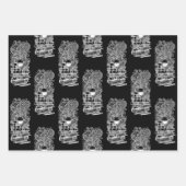 Zwart-wit boeken en wijn inpakpapier vel (Voorkant 3)