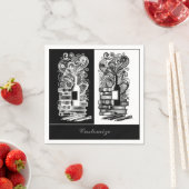 Zwart-wit boeken en wijn servet (Insitu)