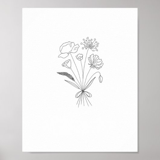 Zwart-wit boeket, bloemen, bloemstuk poster (Voorkant)
