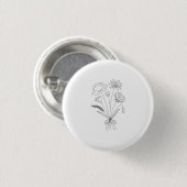 Zwart-wit boeket, bloemen, bloemstuk ronde button 3,2 cm (Voorkant /achterkant)