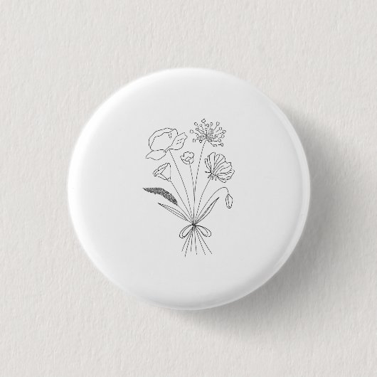 Zwart-wit boeket, bloemen, bloemstuk ronde button 3,2 cm (Voorkant)