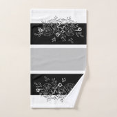 Zwart Wit Boeket Grijze Strepen Bad Handdoek (Handdoek)