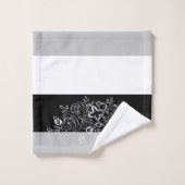 Zwart Wit Boeket Grijze Strepen Bad Handdoek (Wasdoekje)