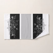 Zwart Wit Boeket Grijze Strepen Bad Handdoek (Handdoek)