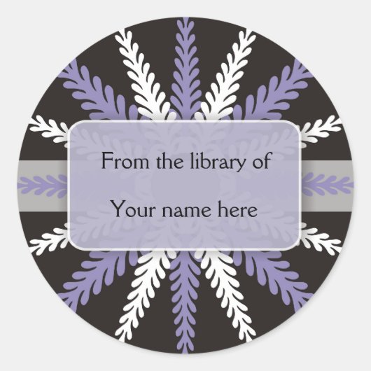 Zwart Wit Boekplaten-Paarse Sneeuwvlok Ronde Sticker (Voorkant)