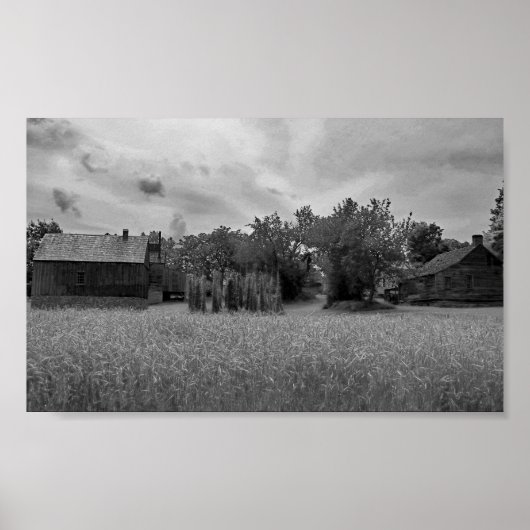  zwart-wit Boerderij Foto Poster (Voorkant)