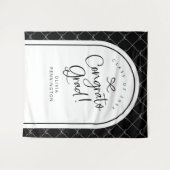 Zwart Wit Bogen Congrats Afstudeerder Foto Achterg Wandkleed (Voorkant (horizontaal))