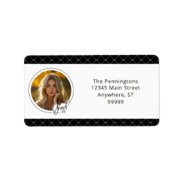 Zwart Wit Bogen Foto Afstudeerder Afstuderen Etiket