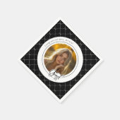 Zwart Wit Bogen Foto Afstuderen Party Servetten (Hoek)