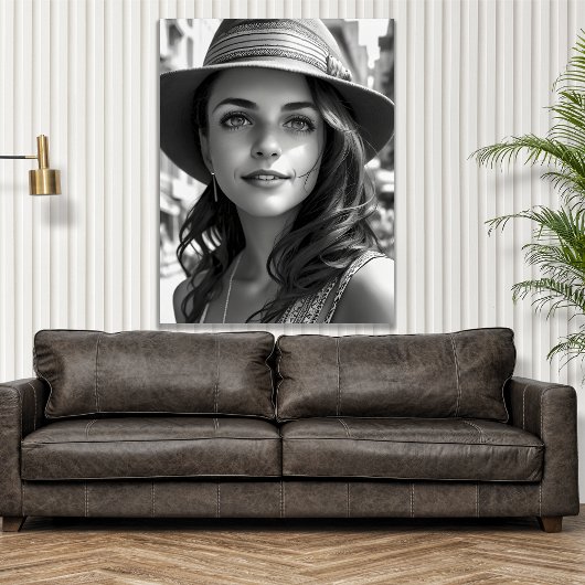 Zwart & Wit Boheemse Vrouw Generatieve AI Kunst Poster