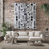 Zwart-wit Boho Abstract fleece deken