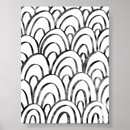Zwart-wit Boho Abstracte regenboogmuurkunst Poster (Voorkant)