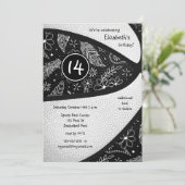 zwart wit boho basketbal meisjes sportfeest kaart (Staand voorkant)