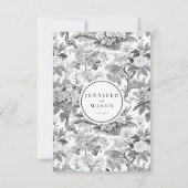 Zwart wit boho bloemenbruiloft RSVP kaarten (Achterkant)