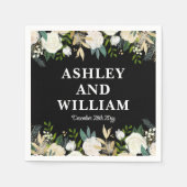 Zwart-wit Boho Bohemian Chic Greenery Wedding Servet (Voorkant)