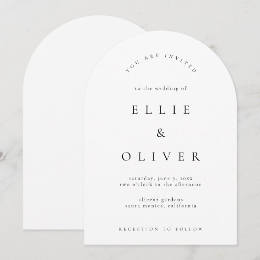 Zwart-wit Boho Boog Modern Trouwen Kaart (Voorkant / Achterkant)