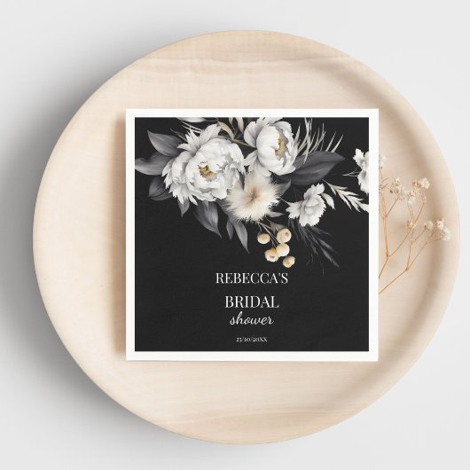 Zwart-wit boho bruiloft template met melancholisch servet