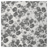 Zwart wit  boho chic rozen floraal stof (Swatch)