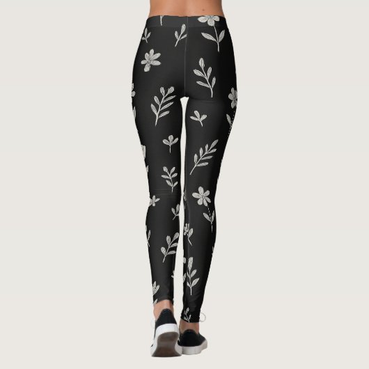 Zwart-wit Boho Design Leggings (Achterkant)