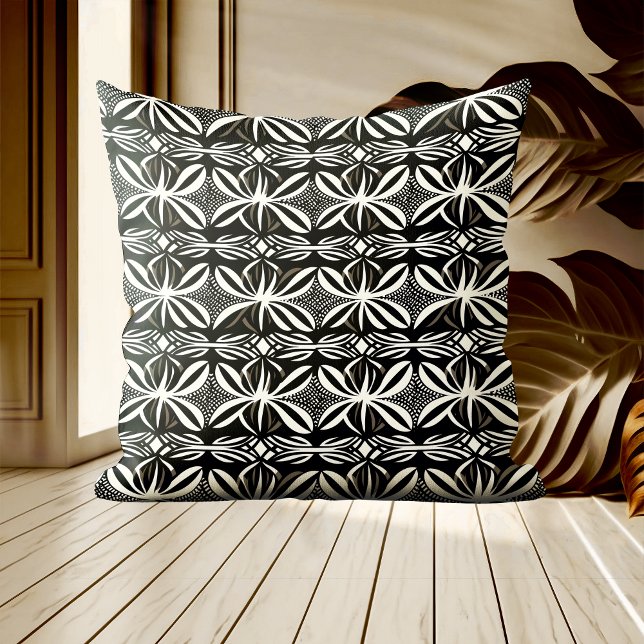 Zwart-wit Boho Elegant Curves Sierkussen (Creator heeft geüpload)