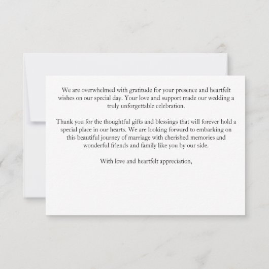 Zwart-wit boho elegante bruiloft bedankkaart (Achterkant)