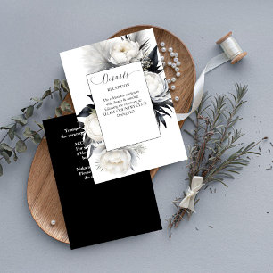 Zwart-wit boho elegante bruiloft details informatiekaartje