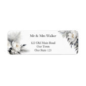 Zwart-wit boho elegante bruiloft etiket (Voorkant)